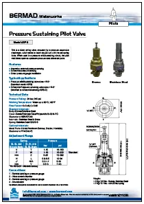 Bermad 3PB – Bronze or St/Steel 2 Way Pressure Sustaining Pilot