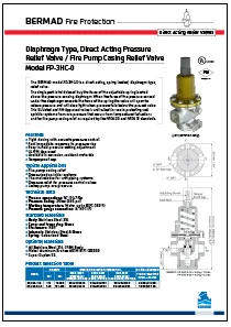 Bermad FP-3HC-0 Direct Acting Pressure Relief Valve/ Fire Pump Casing Relief Valve