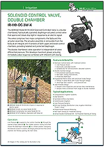 Irrigation IR-110-DC-X Double Chamber 100 series solenoid valve