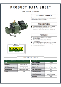 DAB 151MP Jet Cast Iron Pump Deep Well  With Pressure Switch