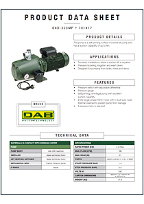 DAB 300MP-100V Cast Iron Jet Pump Shallow Well With Pressure Switch & 100L Tank