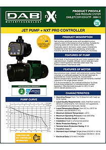 DAB JETCOM102NXT Pro Technopolymer Self Priming Jet Pump With NxT Pro Controller 